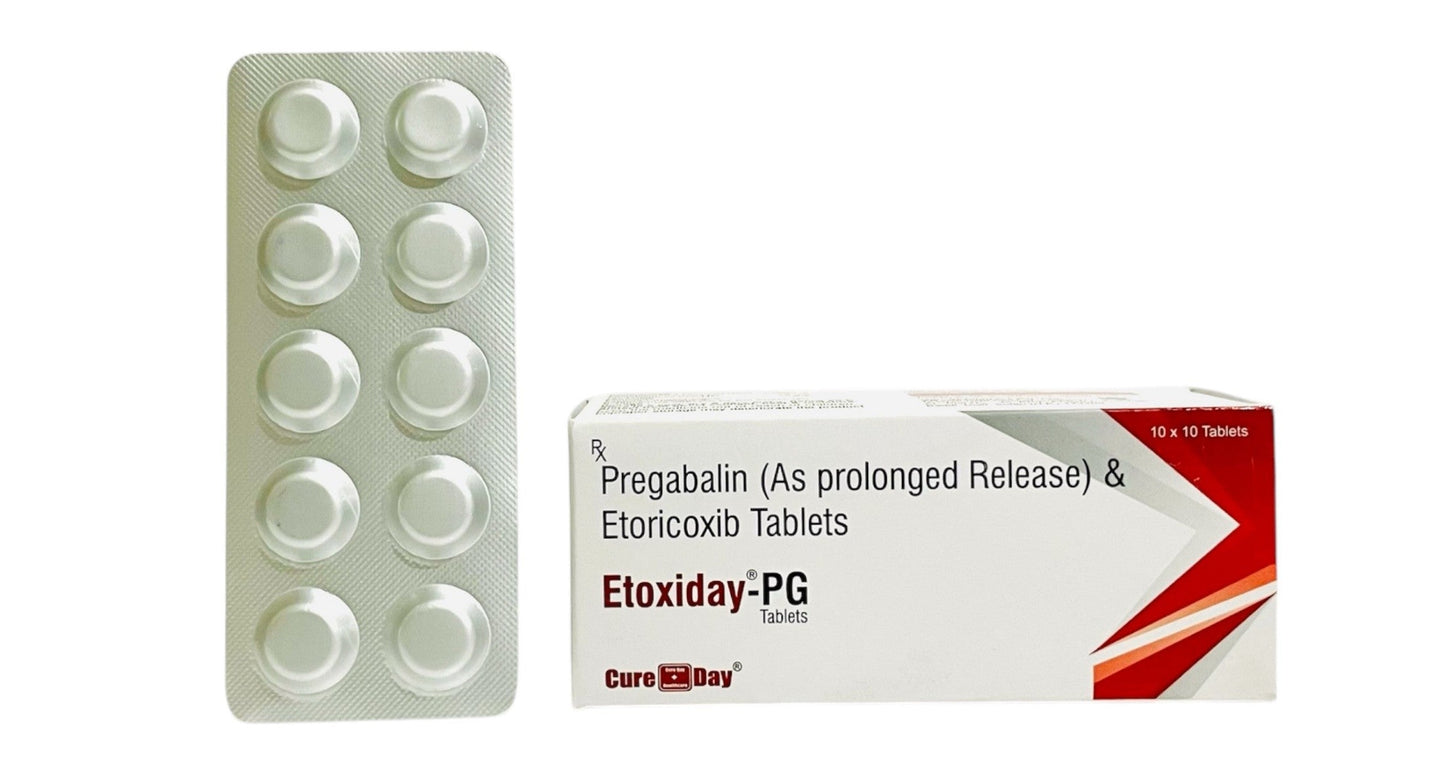 Cure Day Healthcare packaging with tablets and a box on a white background