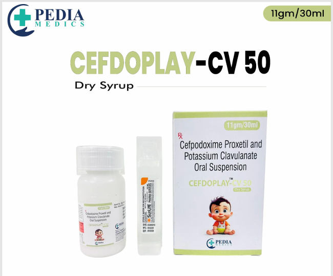 Cefdoplay-CV 50 Dry Syrup (Cefpodoxime Proxetil & Potassium Clavulanate Oral Suspension) – 11gm/30ml