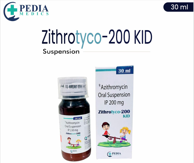 ZITHROTYCO-200 KID Suspension (Azithromycin Oral Suspension IP 200mg) – 30ml