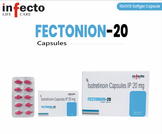 Fectonion-20 capsules packaging with infecto branding on a white background