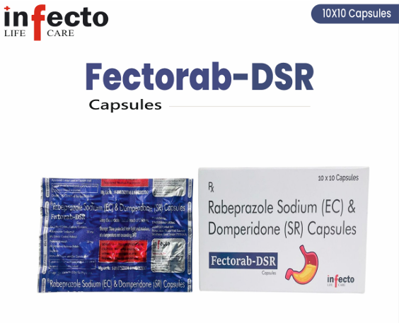 Fectorab-DSR capsules packaging with infecto branding on a white background