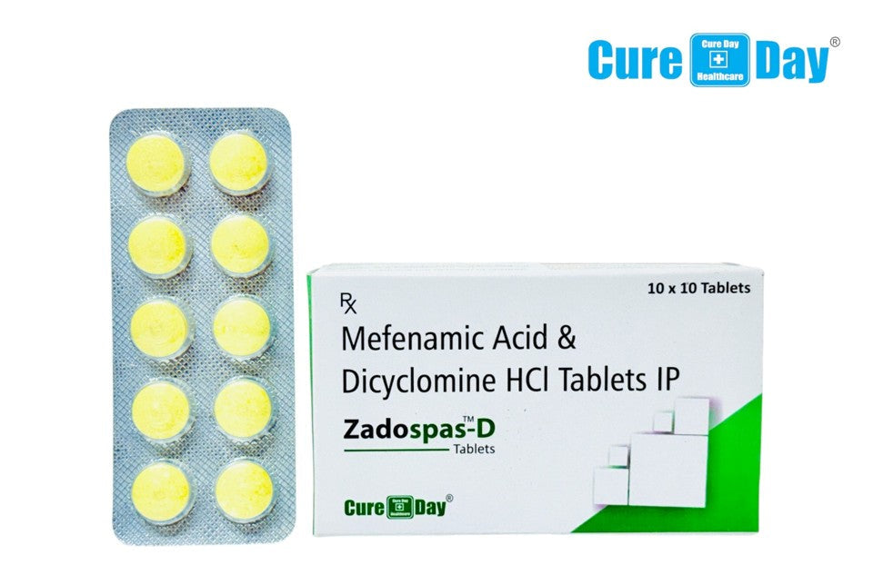 Zadospas-D tablets packaging with Cure Day Healthcare branding on a white background