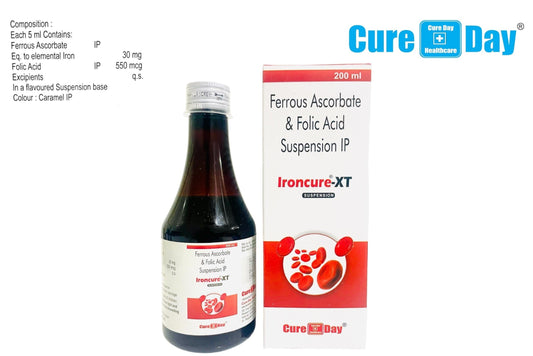 Cure Day Healthcare product with bottle and packaging on a white background