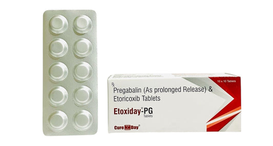 Cure Day Healthcare packaging with tablets and a box on a white background