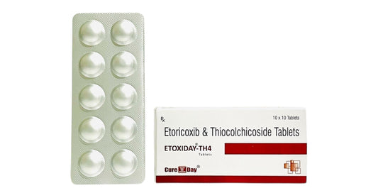 Cure Day Healthcare packaging with tablets and a box on a white background