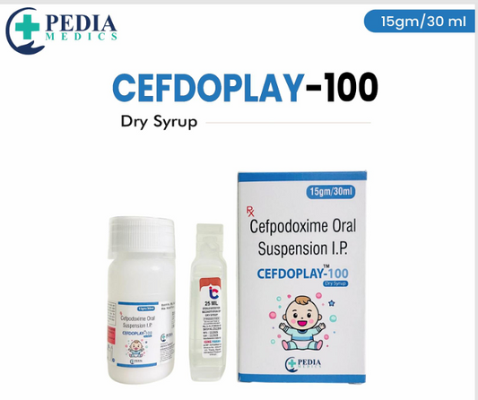Cefdoplay-100 Dry Syrup (Cefpodoxime Oral Suspension I.P.) – 15gm/30ml