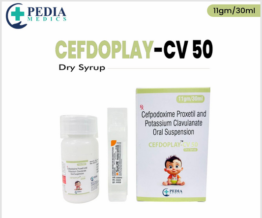 Cefdoplay-CV 50 Dry Syrup (Cefpodoxime Proxetil &amp; Potassium Clavulanate Oral Suspension) – 11gm/30ml