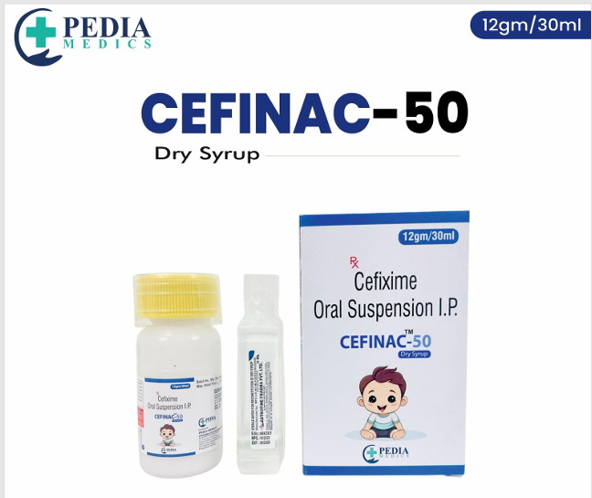CEFINAC-50 Dry Syrup (Cefixime Oral Suspension I.P.) – 12gm/30ml