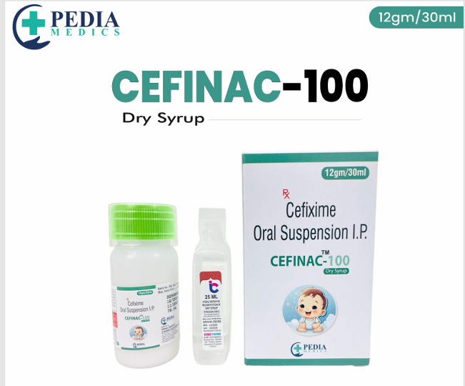 CEFINAC-100 Dry Syrup (Cefixime Oral Suspension I.P.) – 12gm/30ml