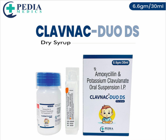 CLAVNAC-DUO DS Dry Syrup (Amoxycillin &amp; Potassium Clavulanate Oral Suspension I.P.) – 6.6gm/30ml