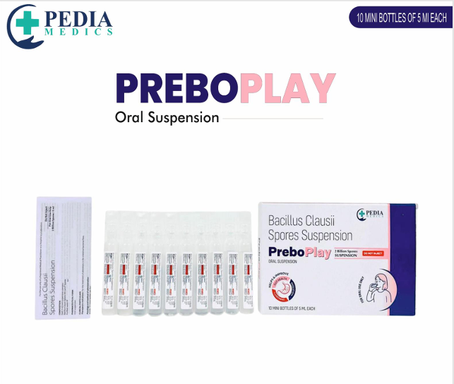 PREBOPLAY Oral Suspension (Bacillus Clausii Spores Suspension) – 10 Mini Bottles of 5ml Each