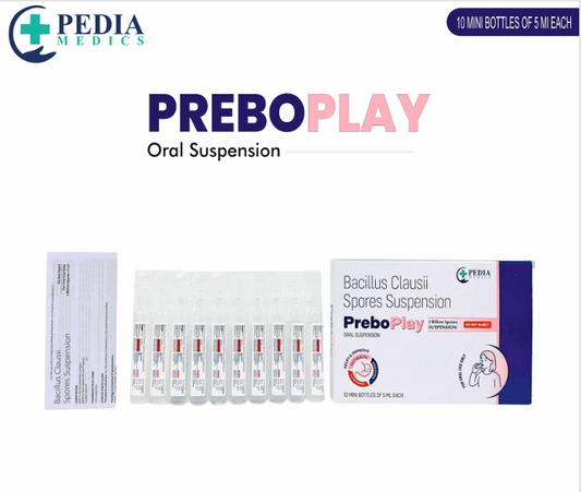 PREBOPLAY Oral Suspension (Bacillus Clausii Spores Suspension) – 10 Mini Bottles of 5ml Each