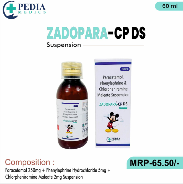 ZADOPARA-CP DS Suspension (Paracetamol, Phenylephrine &amp; Chlorpheniramine Maleate Suspension) – 60ml