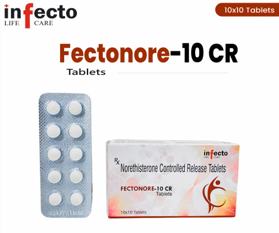 Fectonore-10 CR tablets packaging with blister pack and box on a white background