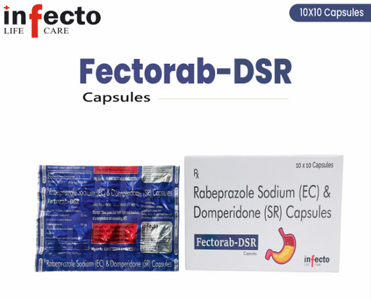 Fectorab-DSR capsules packaging with infecto branding on a white background